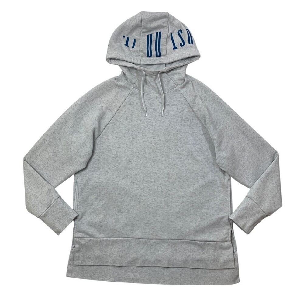 Nike Sweatshirt Mens M Dove Grey Dri Fit High Low Hem Drawstring Pockets Hooded